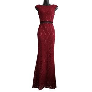 Eureka formal dress lace and sequins mermaid style burgundy size XS